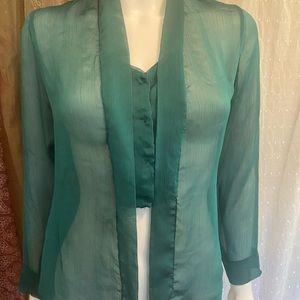 Double layer Sheer green sexy blouse